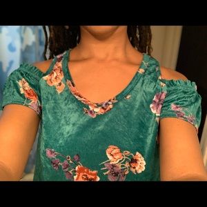 Floral velvet off the shoulders top